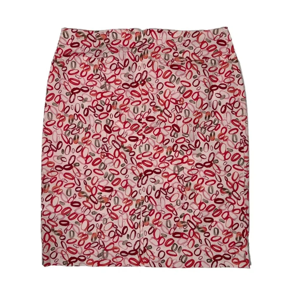 Club Monaco Cotton Pink & Red Rings Pencil Skirt Size 0 - Picture 2 of 3